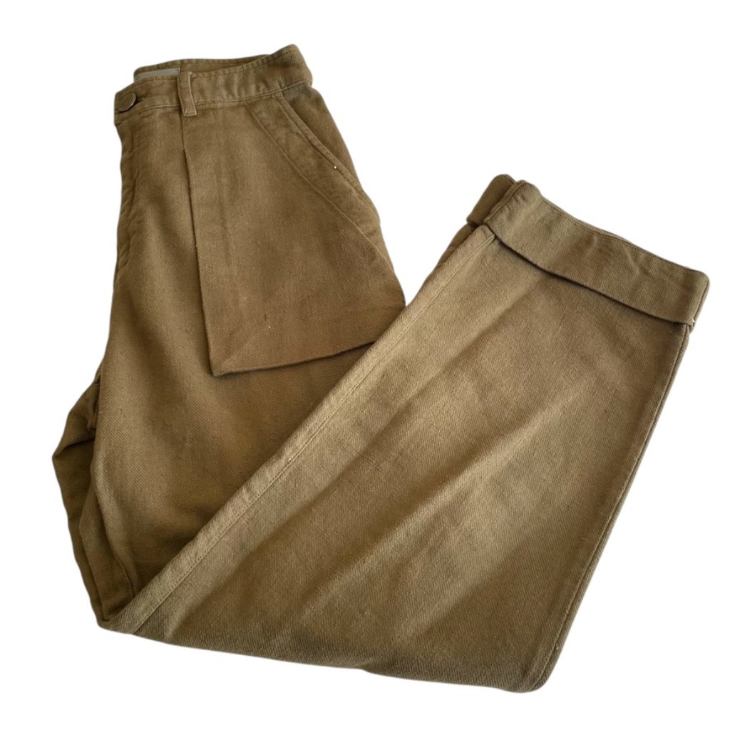 Raquel Allegra Officer Straight Leg Pants 1 / Medium Olive Green Utility Cuffed